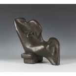 Circle of Leon Underwood - Female Nude seated on a Bench, 20th century brown patinated cast