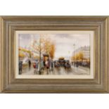 J. Meyer, follower of Antoine Blanchard - Paris Street Scenes, three oils on board, all signed, each