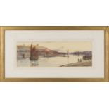 William Matthison - Panoramic View of Whitby Harbour, watercolour, signed, 17cm x 52cm, within a