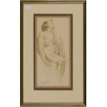 Frank Dobson - Study of a Female Nude, 20th Century coloured chalk, signed, 30.5cm x 14cm, within