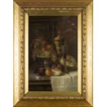 John Frank Swingler - Still Life of a Laden Tabletop, late 19th century oil on canvas, signed,