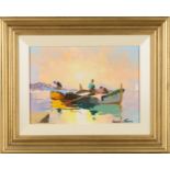 Cecil R. Doyly-John - 'Dawn Fisherman off Coast at St Tropez, S of France', 20th century oil on