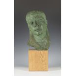 Dora Gordine - Portrait Head of Dorothy Tutin in Theatrical Costume, 20th century green patinated