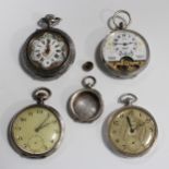 A silver cased keyless wind open-faced pocket watch, import mark Birmingham 1918, a Medana silver