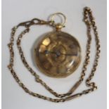 An 18ct gold cased keywind open-faced fob watch, the gilt fusee lever movement detailed 'No