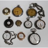 A Longines keyless wind open-faced pocket watch, with a signed gilt jewelled lever movement, the