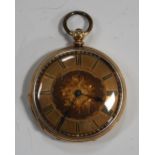 A gold cased keywind open-faced lady's fob watch, the gilt cylinder movement detailed 'A.R.S & F',