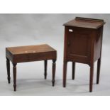 An Edwardian mahogany bedside cabinet, width 41cm, together with a Victorian mahogany bidet stool,