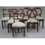 A set of four Victorian mahogany bar back dining chairs, together with a set of three Victorian