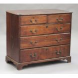 A George III oak chest of two short and three long drawers, on bracket feet, height 95cm, width