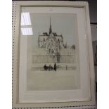 Richard Beer - 'Notre Dame', 20th century colour etching, signed, titled and editioned 7/70 in