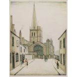 L.S. Lowry - 'Burford Church', 20th century colour print, signed and editioned 826/850 in pencil,