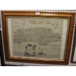 Thomas Kitchin - 'An Accurate Map of Sussex', monochrome engraving, 42.5cm x 59cm, within a bird's