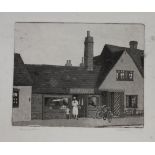 Stanley Roy Badmin - 'Shops at Shere', 20th century monochrome etching, signed and titled in pencil,