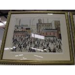 After L.S. Lowry - 'Going to Work', 20th century colour print, editioned 397/850, published by Henry