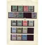 Three stamp albums containing Ascension from 1924 to 2 shilling, mint, 1934 5 shillings, used,