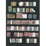 A collection of Great Britain stamps from 1841 1d and 2d, including numbers in Maltese Cross cancels