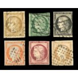A France stamp album, including three 1849 10c, two 15c, two 40c, 1 franc carmine, used, 1852 10c,