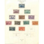 An International stamp album, including USA 1847 5c brown, used, 1893 Columbus 1c to $1, mint but