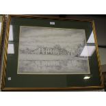 Aitken - View of a Georgian Country House, 20th century pencil, signed, 34cm x 49cm, within a gilt