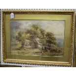 W. Ellis - Cottage in a Landscape, watercolour, signed, 35cm x 53cm, within a Watts style gilt