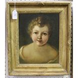 Continental School - Portrait of a Child, 19th century oil on canvas laid on board, 30cm x 23.5cm,