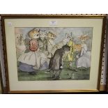 Manner of Louis Wain - Anthropomorphic Cats playing Croquet, 20th century watercolour, bears