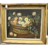 McKay - Still Life of a Basket of Flowers, oil on board, signed, 52cm x 61cm, within a gilt