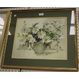 Marjorie Best - Still Life of Daisies in a Jug, 20th century watercolour, signed, 33cm x 40cm,