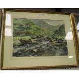 John Meade - 'Mountain Stream, near Llanbedr, North Wales', watercolour and ink, signed and dated