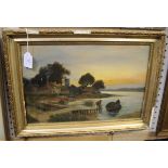 Manner of Daniel Sherrin - River Landscape, 19th century oil on board, bears signature, 29m x