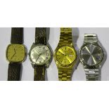 An Omega De Ville Quartz gilt metal fronted and steel backed gentleman's wristwatch, a Seiko 5