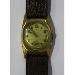 A Rotary 9ct gold shaped rectangular cased gentleman's wristwatch, with a circular jewelled lever