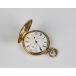 A J.W. Benson, London 18ct gold keyless wind gentleman's half-hunting cased pocket watch, the signed