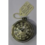 A silver twin cased open-faced gentleman's pocket watch, the gilt fusee movement with a verge