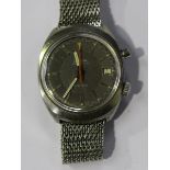 An Omega Chronostop steel cased gentleman's wristwatch, the signed circular grey dial with baton