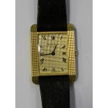 A Bueche-Girod 18ct gold rectangular cased gentleman's wristwatch, the signed jewelled movement