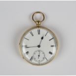 An 18ct gold cased keywind open-faced gentleman's pocket watch, the gilt fusee movement with a lever
