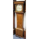 A mid-19th century oak longcase clock with mahogany crossbanded decoration, the eight day movement