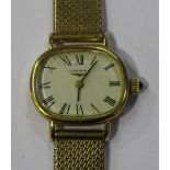 A Longines 9ct gold oval cased lady's wristwatch, the case back exterior numbered '18496984', the