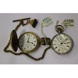 A gilt metal keyless wind hunting cased gentleman's pocket watch, the jewelled lever movement and