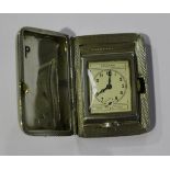 A Crusader silver rectangular cased travelling watch, the case back interior numbered '662376',