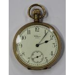 A Waltham 9ct gold keyless wind open-faced gentleman's pocket watch, the jewelled lever movement