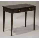 A George III mahogany side table with a reeded edge, fitted with a drawer, on square tapering