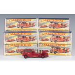 Ten Matchbox King-Size K-15 Merryweather fire engines, all boxed with sliding tray and delivery/shop