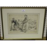 Reginald M. Goodman - Shooting Cartoon, pen and ink over pencil, signed and dated 1910 recto,
