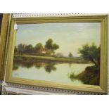 R. Fenson - Canal Scene, late 19th century oil on canvas, signed, 49.5cm x 74.5cm, within a gilt