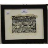 Sue Johnston - 'Mermaid in the Merde', artist's proof woodblock print, signed, titled and dated '