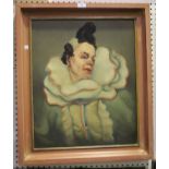 Continental School - Head and Shoulders Portrait of a Clown, oil on board, indistinctly signed, 59.
