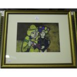 A late 20th century pastel, Two Clowns, 29cm x 39cm, within a gilt frame.Buyer’s Premium 29.4% (
